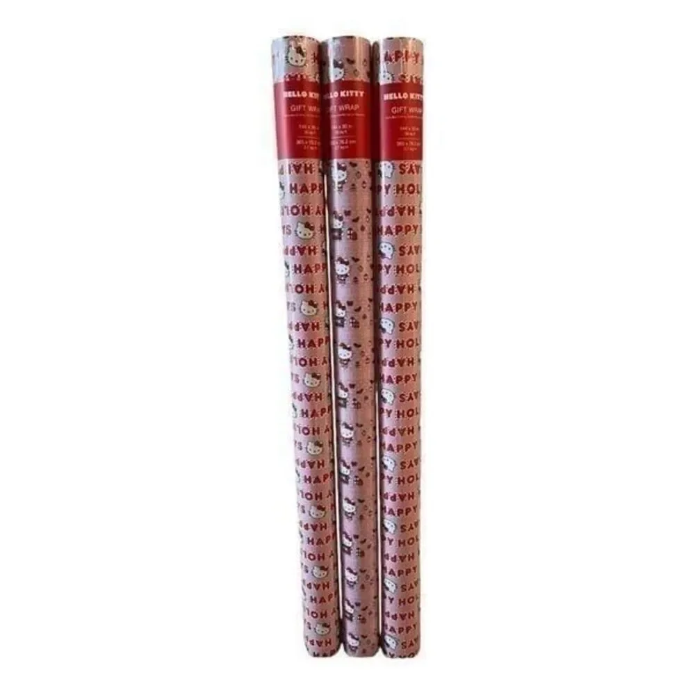 Hello Kitty Happy Holiday's Pink Wrapping Paper Set